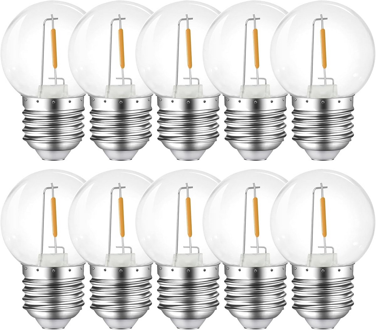 Set van 10 Decoratieve LED Lampen E27 - Warm Wit 2700K - 1W Filament Stijl - Energiezuinig