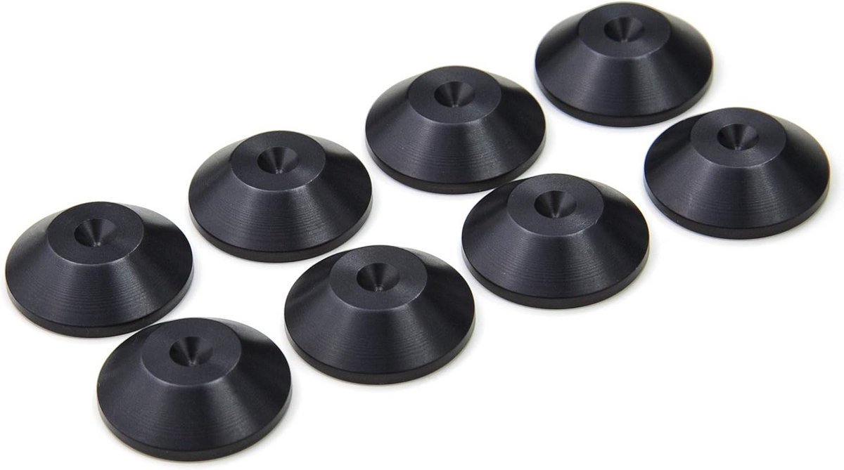 Trillingsdempers Luidspreker Spikes Pads Ø20mm x 6mm - Zwart Geanodiseerd Aluminium - Set van 8 Stuks