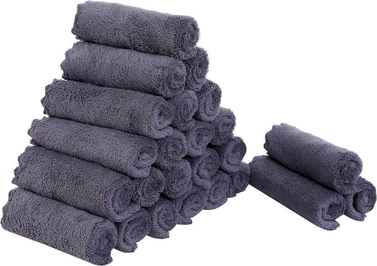 24 Keukenvaatdoeken Grijs - Super Absorberend Koraalfleece - Pluisvrij & Herbruikbaar