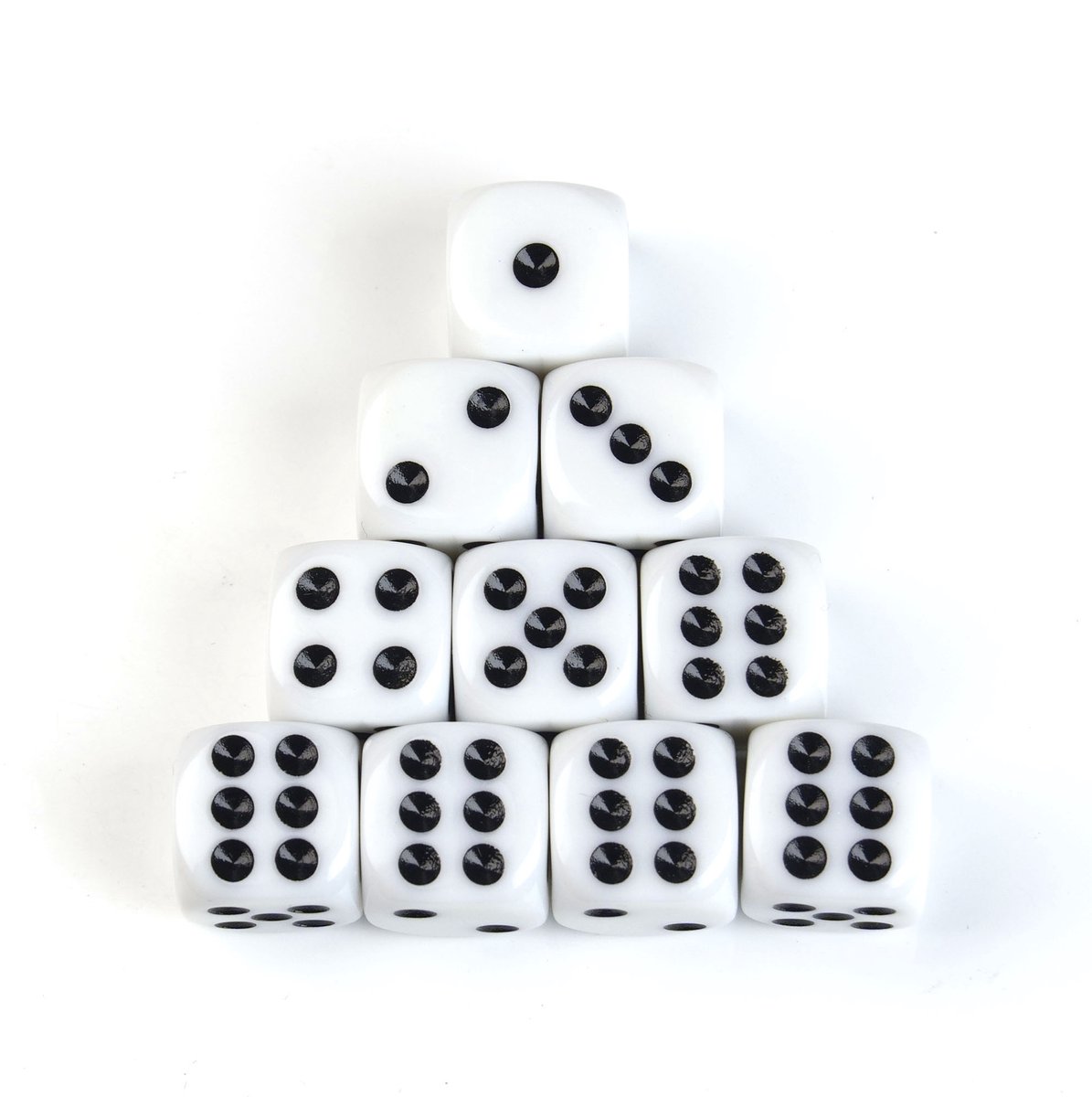 10x - Dobbelstenen - Dobbelen - Spelletjes - Bordspel accessoires - Dobbelstenen vervangen - Gezelschapsspelletjes - Spellenavond - Yahtzee - Kunststof - Wit met zwart - Jonyx