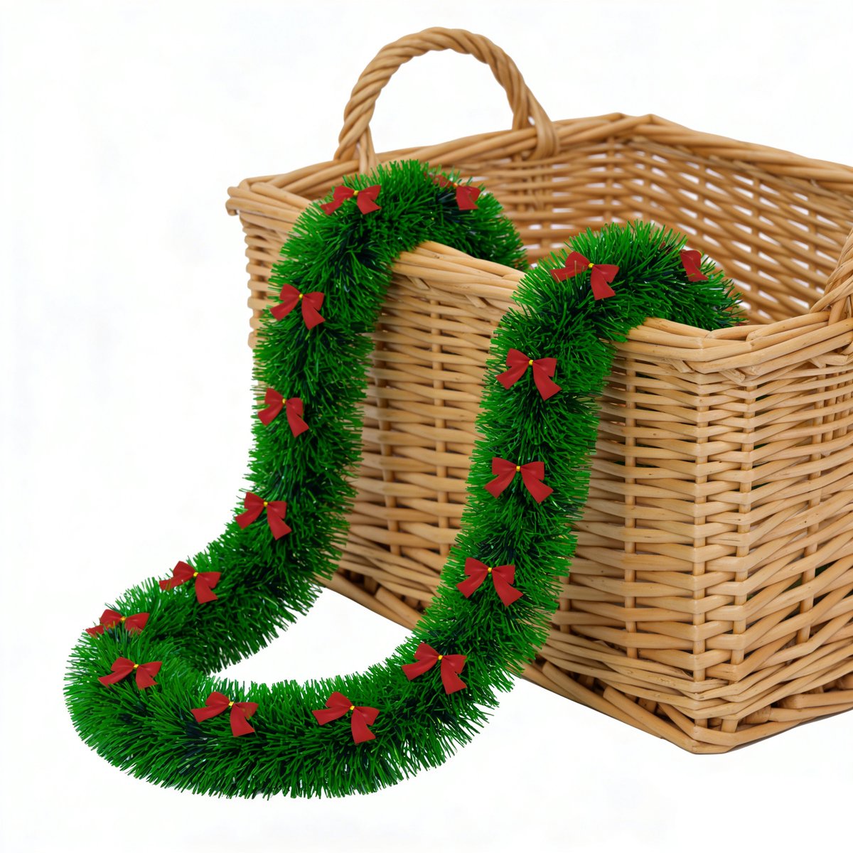 Aufun 12M Glanzende Sparrenkrans - Groen - 36 Boogjes Plantenkrans - voor Deur & Interieurdecoratie