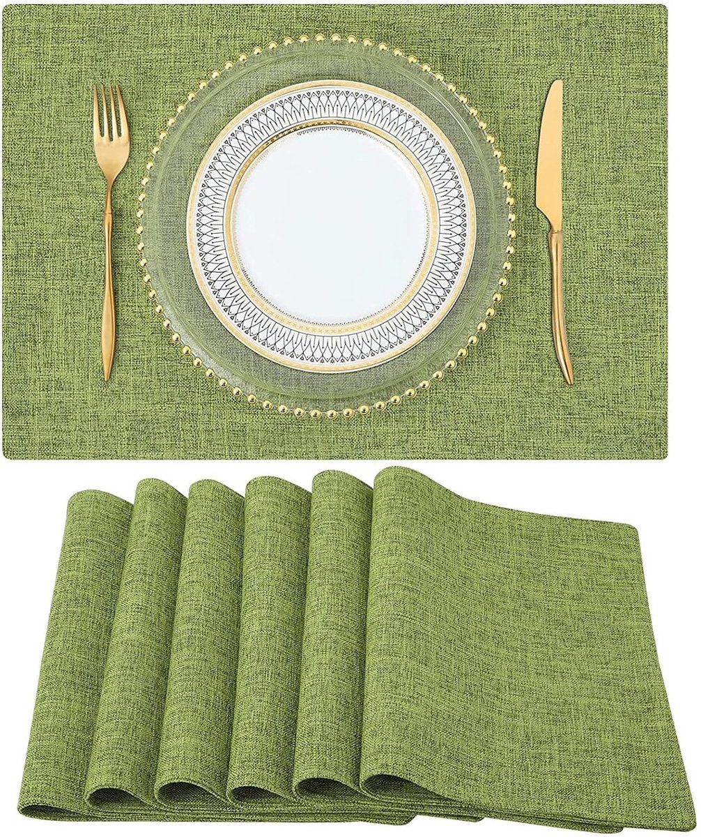 Wasbare placemats, 6-delige set, groen, afwasbaar en hittebestendig.