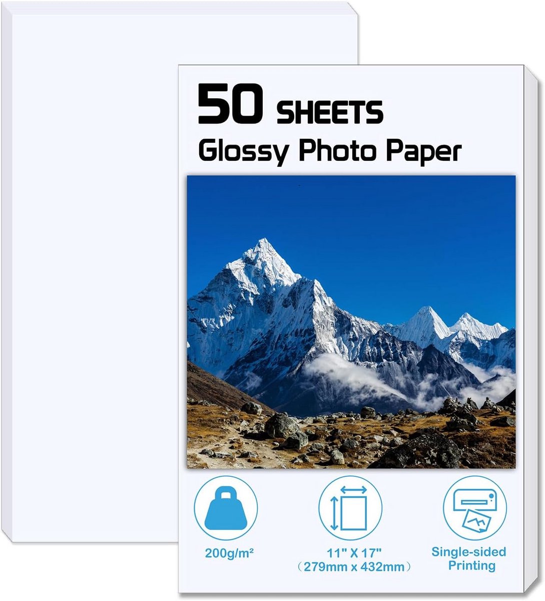 Glanzend Fotopapier 11 x 17 cm - 50 Vellen - Multifunctioneel voor Inkjetprinters - 200 g/m²