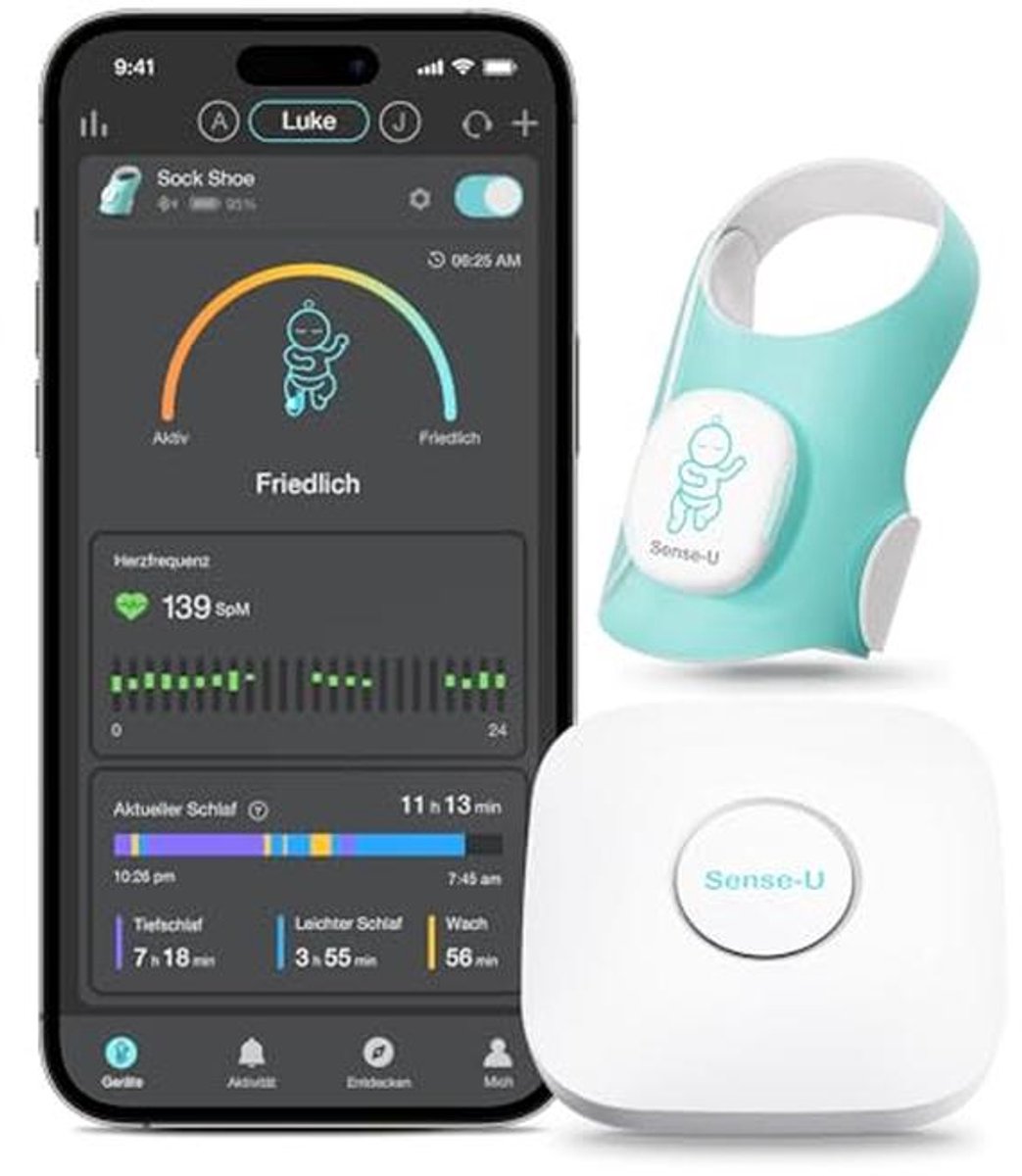 Slimme Baby Monitor Met Sok - Hartslag- en Bewegingstracker voor Baby's (0-18 Maanden)