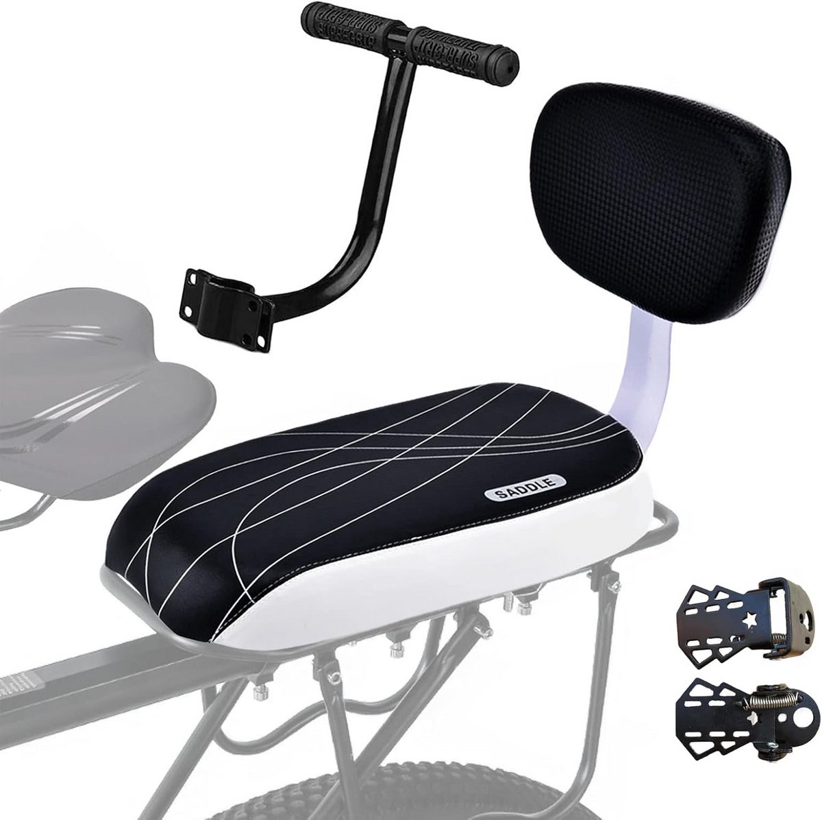 Universele Fiets Achterbank Set met Rugleuning en Armleuningen voor Kinderen en Volwassenen