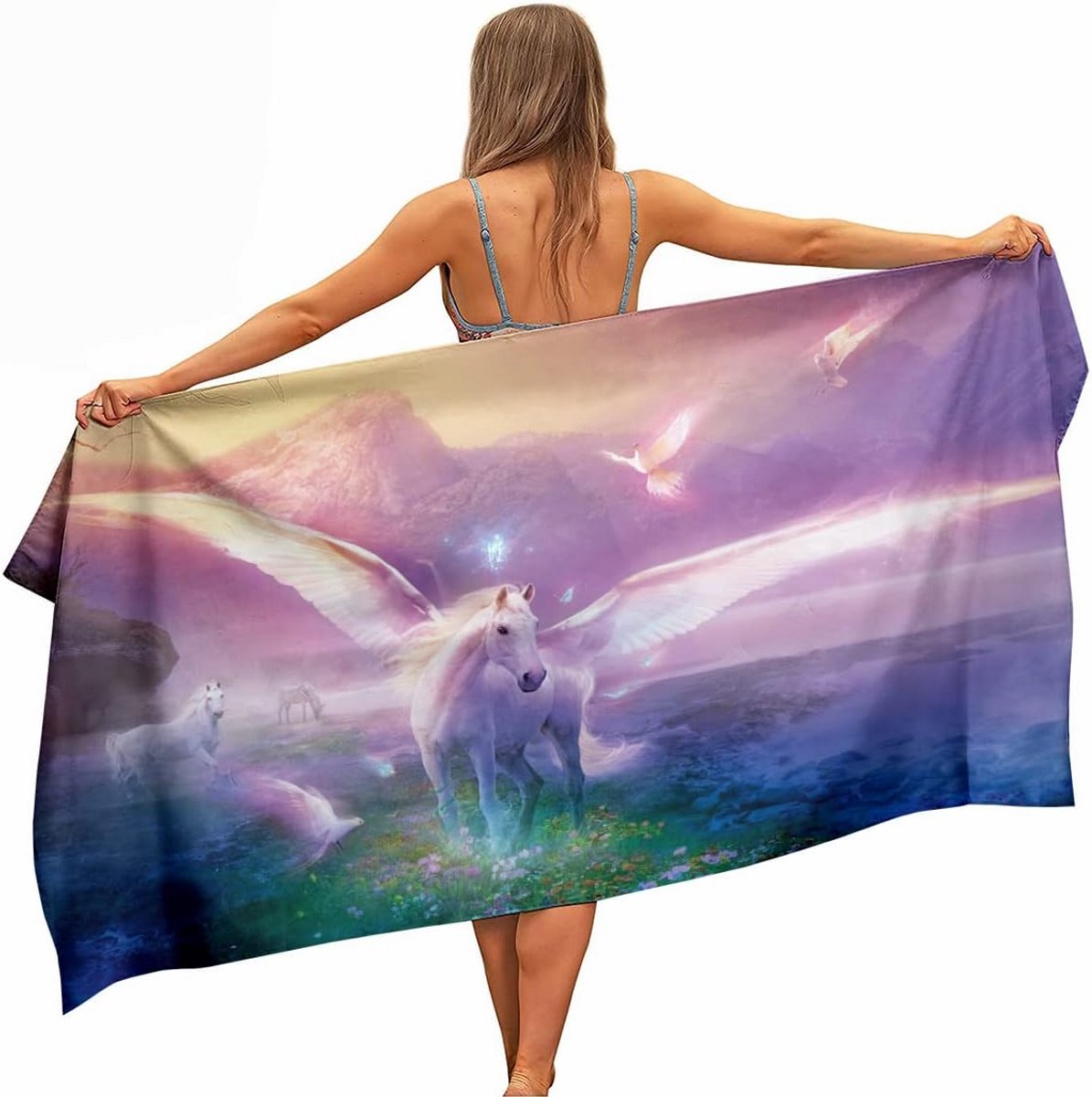 Sneldrogende Microvezel Strandlaken met Unicorn Print - 160x80 cm Reis- en Sportlaken