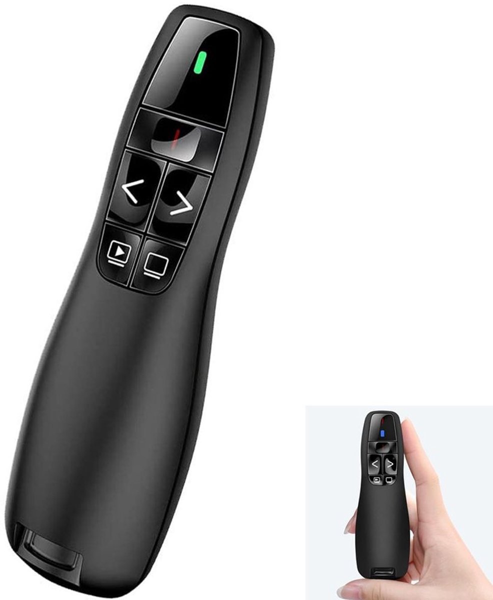 De presenter is een ergonomische draadloze presenter, geschikt voor laptops, met een 2,4 GHz USB-presenterpointer en Geschikt voor Windows, Mac, Linux en Android-systemen.
