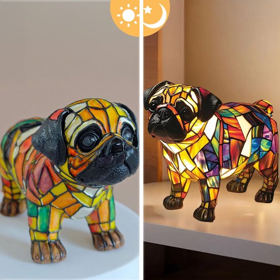 Ynkkvre - Nachtlampje met kat en hond - LED-nachtlampje met kat - Retro tafellamp van gebeitst hars - Handgemaakte 3D-lamp - Warm licht - Lamp met warm licht - Energiezuinige LED-technologie - Handgemaakt van duurzaam hars - Uil van Ynkkvre — afbeelding 4