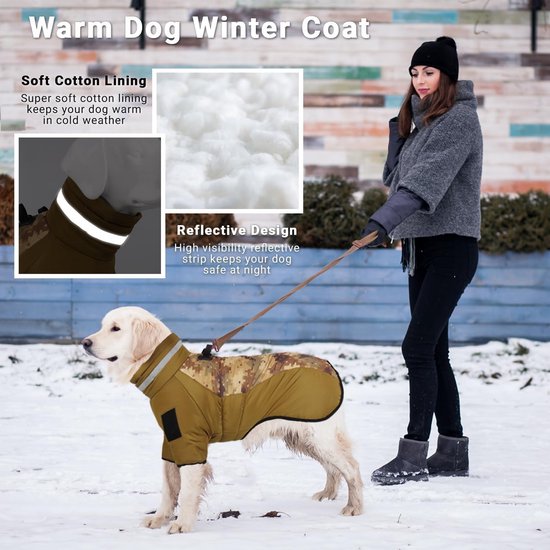 Idepet Waterdichte hondenjas, warm winterjasje, winddichte kledij