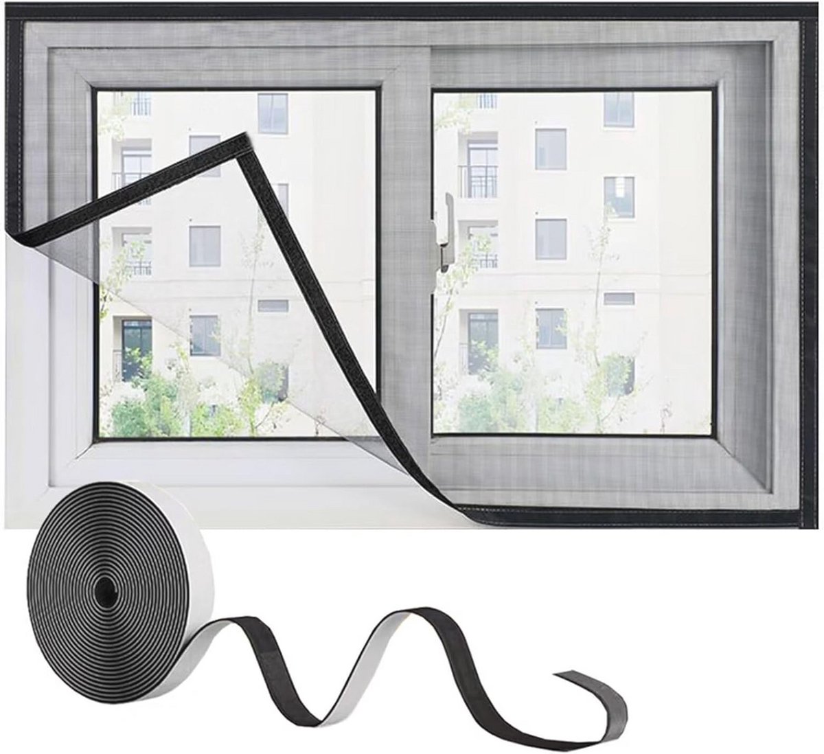 Vliegenhor Raam 55x90 cm - Herbruikbaar Insectenwerend Klamboe voor Gangen en Woonkamers