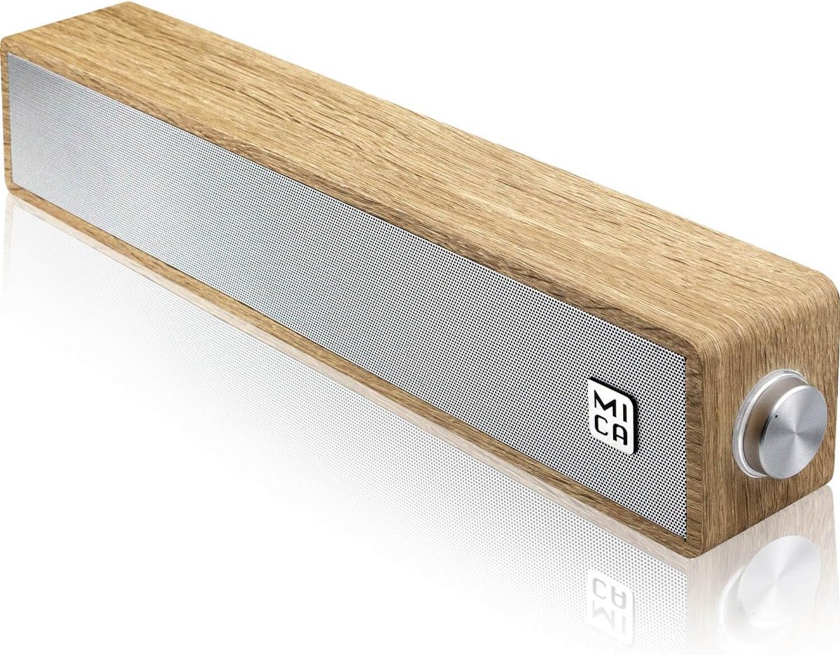 Bedrade USB Soundbar met Houten Behuizing en LED Volume - Bedrade - €215,04