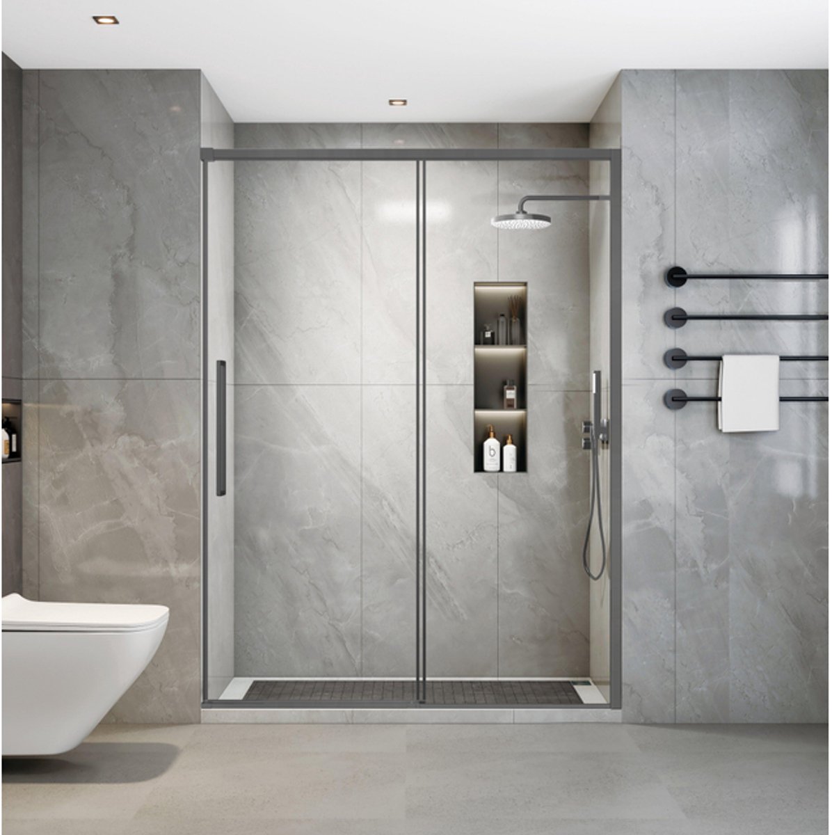 Aqua Vista Lokla Linea nisdeur - 100x200cm - incl. montageset - gunmetal