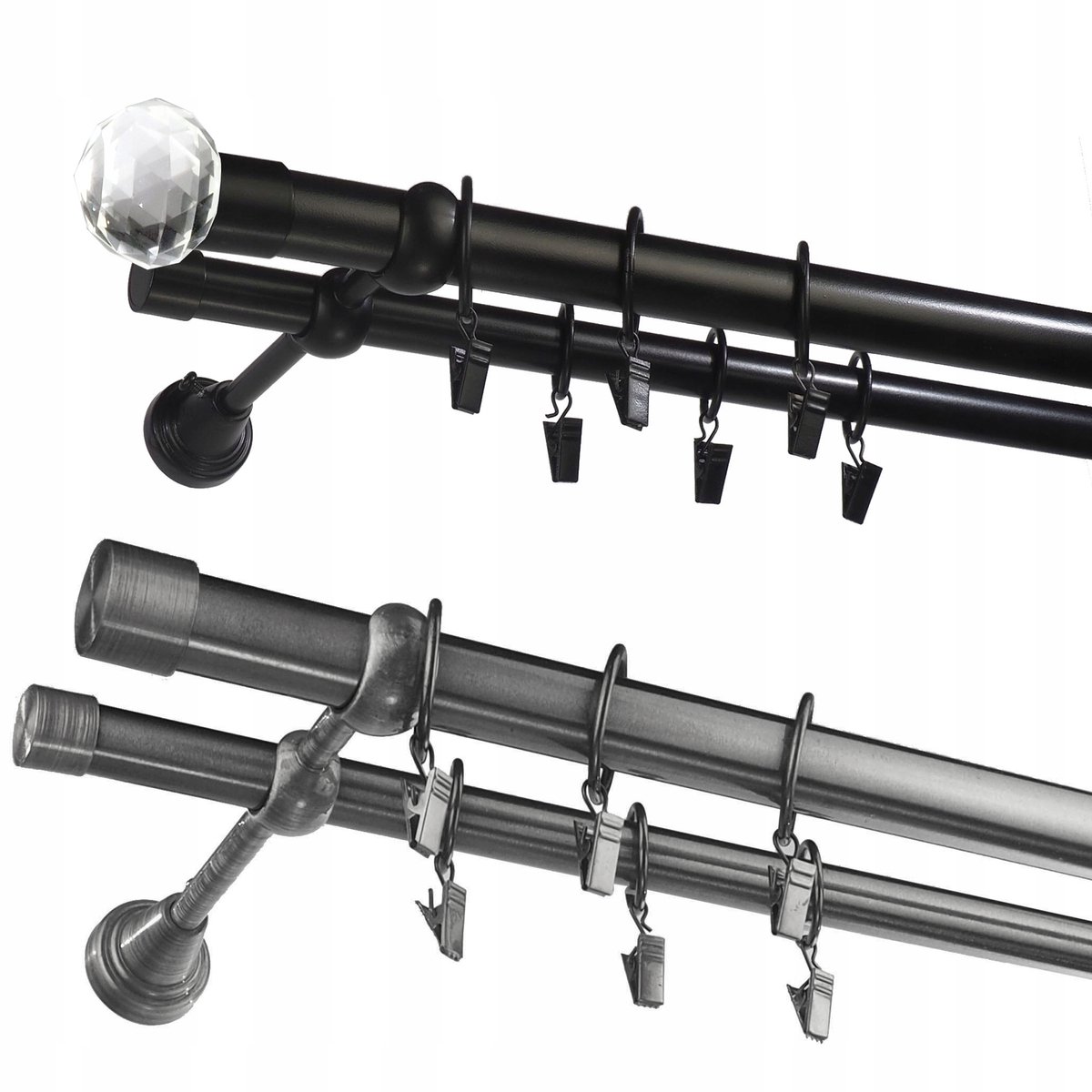 Dubbele Metalen Gordijnroede 25+19mm, 140cm - Polish Product