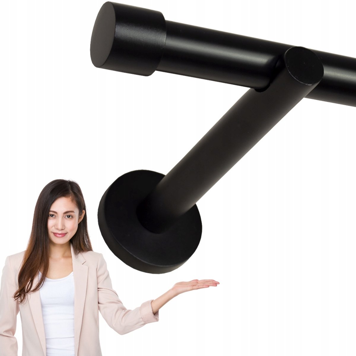 Markless Enkele Gordijnroede Zwart Mat 160 cm, Ø 19 mm