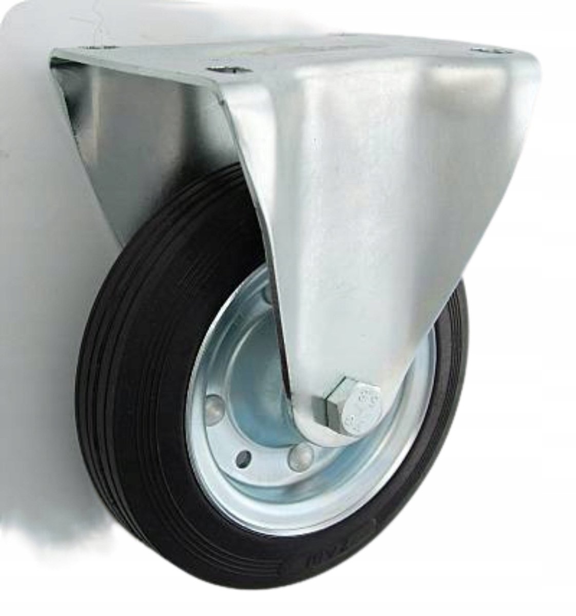 Groot metaal/rubber wiel 125 mm, trekvermogen 80 kg