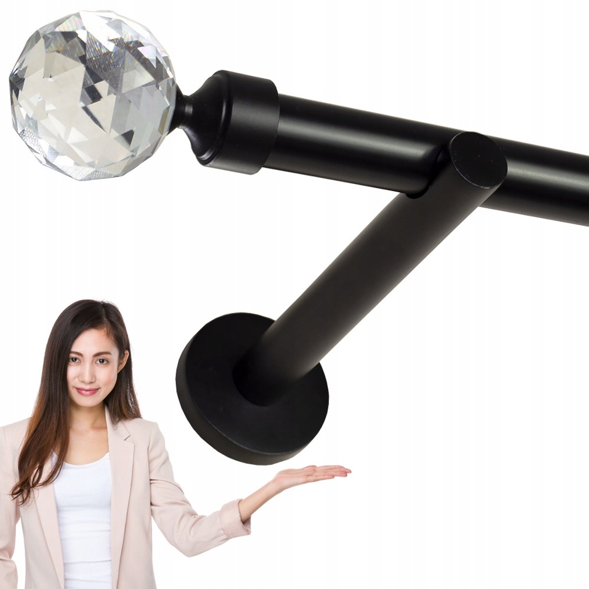 Zwarte Metalen Gordijnstang 19mm, 200cm, PARYS