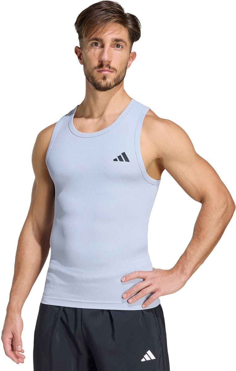 Adidas Performance Primelift Essentials Geribbelde Workouttanktop Heren Grijs