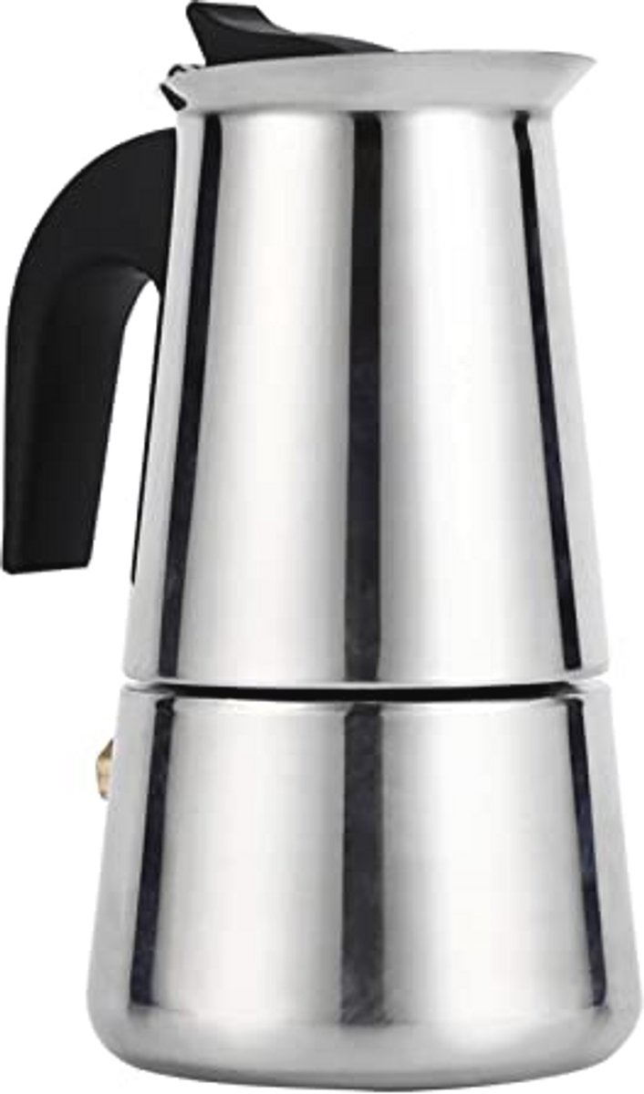 Draagbare Moka-Pot voor Italiaanse Espresso, 2-9 Kopjes, Roestvrijstalen Koffiezetapparaat voor Gas en Inductie