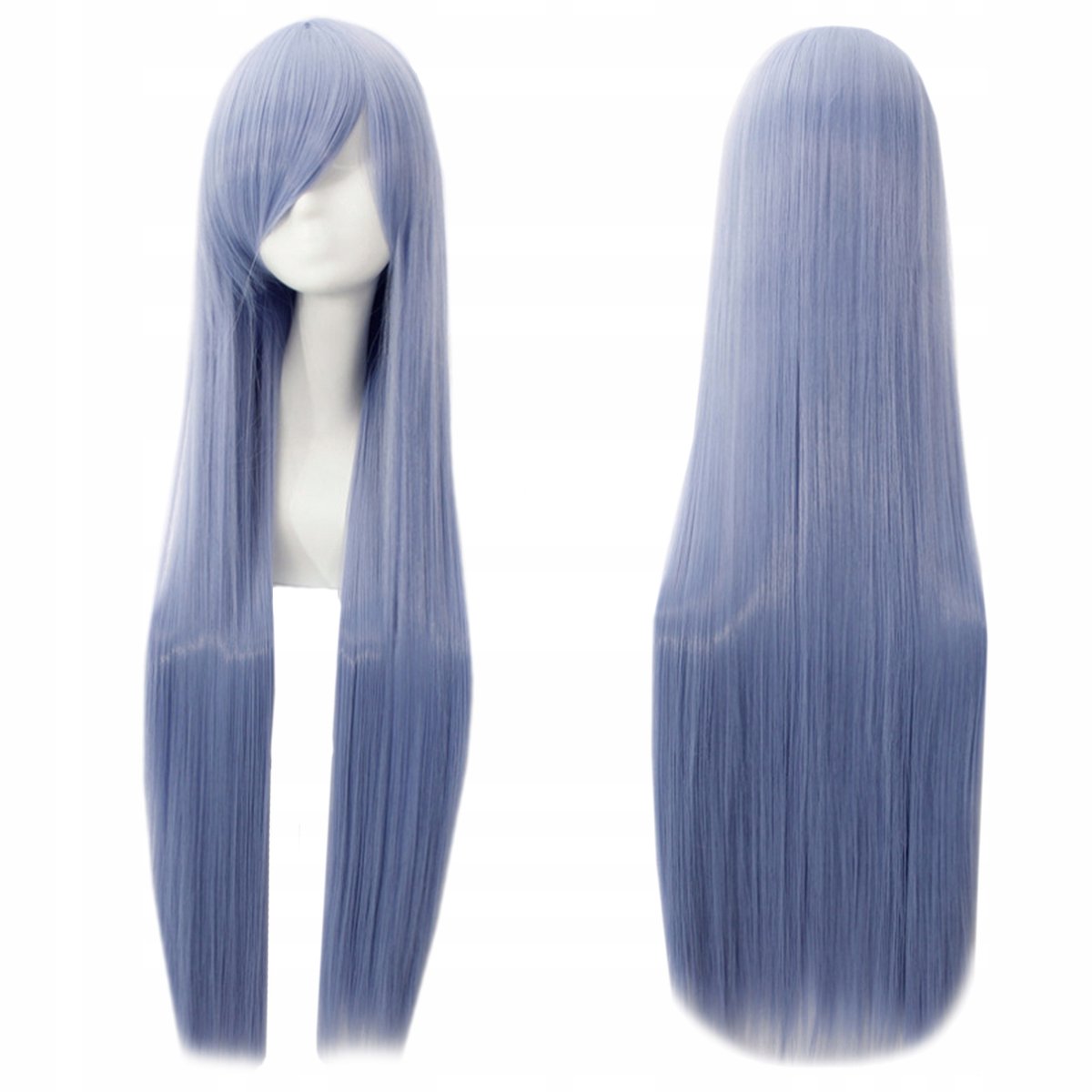 Damespruik Blauw Lang Steil Cosplay Pruik met Pony 100 cm
