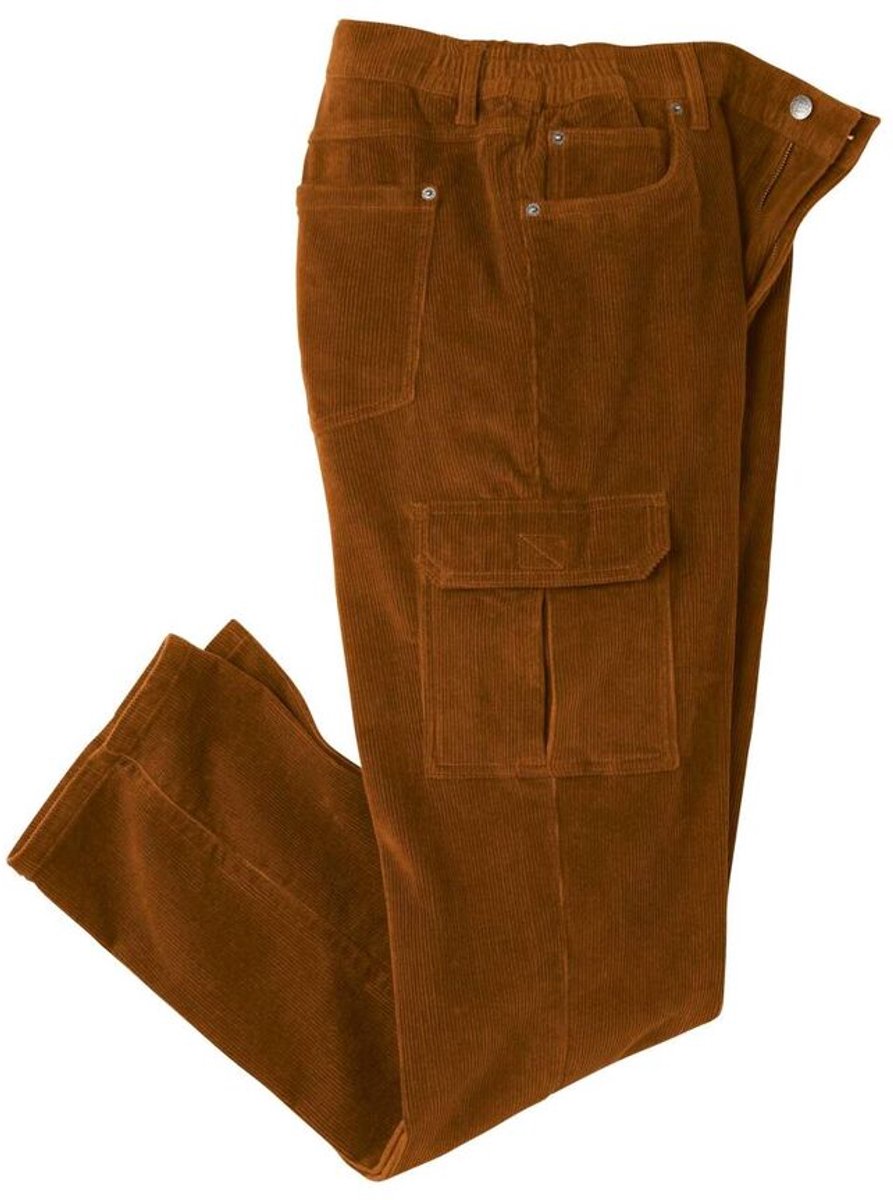 ATLAS FOR MEN - Bruine ribfluwelen cargobroek - Heren - Verkrijgbaar in grote maten - W46