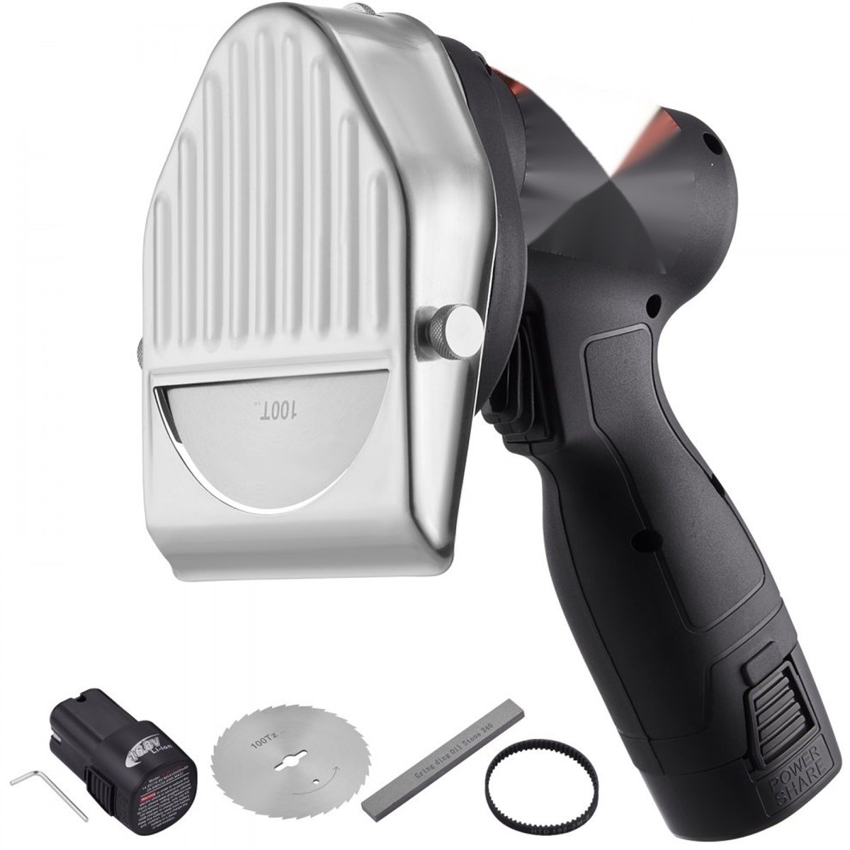 Döner Kebab Snijder - Draadloos Elektrisch Mes - 80 W Vermogen - Verstelbare Dikte 0–8 mm - 100 mm RVS Messen - Commerciële Kwaliteit - Voor Shoarma/Gyros - Zwart
