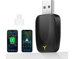 CarPlay Dongle - 2-in-1 Draadloze CarPlay & Android Auto Stick, Converteert Bedraad naar Draadloos, Mini & Stabiel, Plug & Play, USB C/A, Geschikt voor auto's met AA & CarPlay