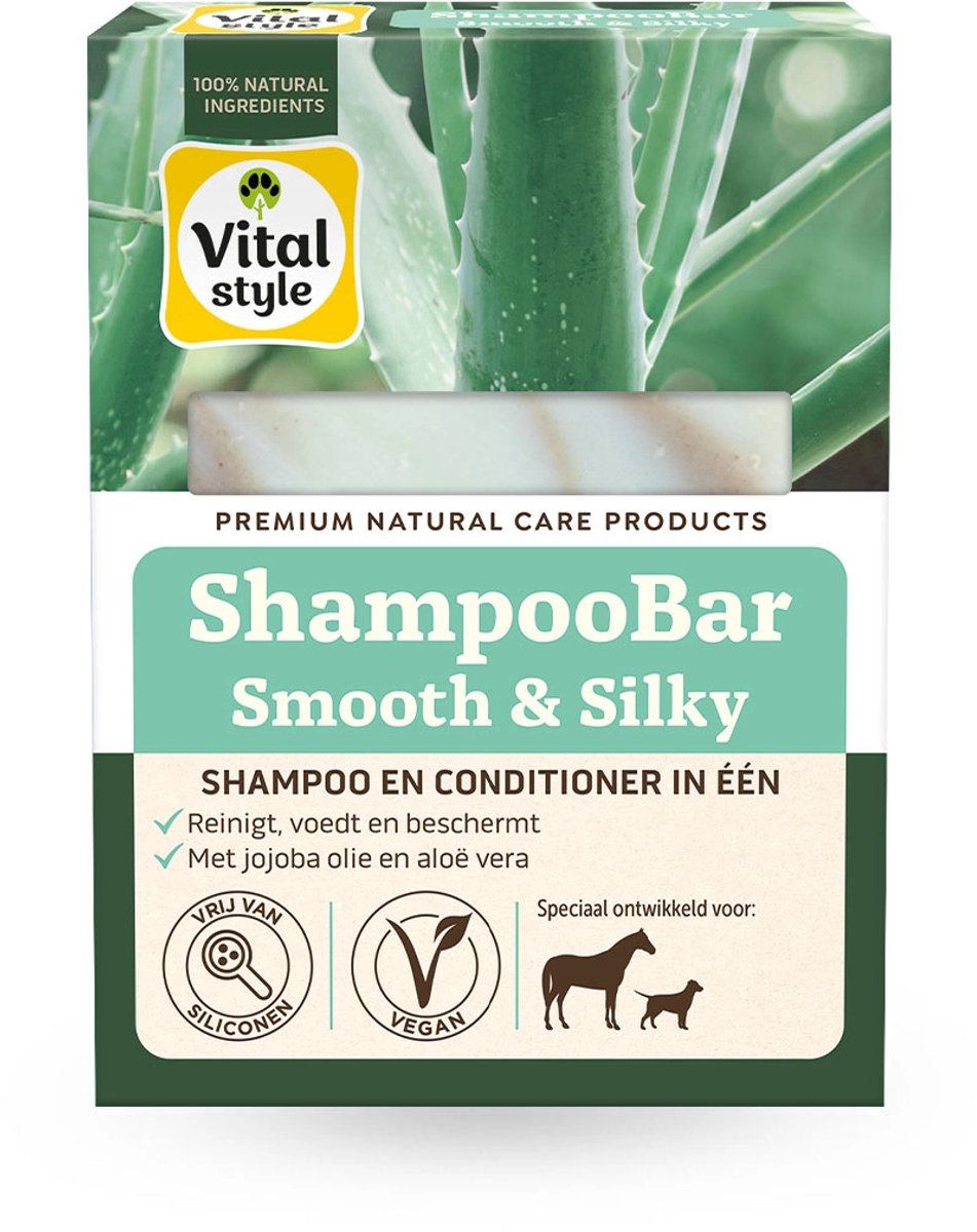 VITALstyle Shampoobar - Smooth & Silky - Hondenshampoo - Paardenshampoo - Verzachtende Shampoo En Conditioner In Één - Met Jojoba Olie & Aloë Vera- 180 g