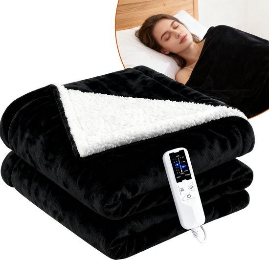 innlein® Elektrische Deken 200x180cm met Automatische Uitschakeling | Elektrische Warmtedeken met 9 Temperatuurniveaus | Wasbare Knuffeldeken voor Bed, Bank | met Timer en Digitaal Display