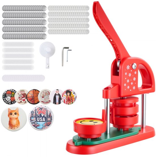 Handmatige Buttonmachine – 58 Mm Badgepers – Ronde Pons Met Papiersnijder – Zwart – Voor Badges, Spiegels En Sleutelhangers