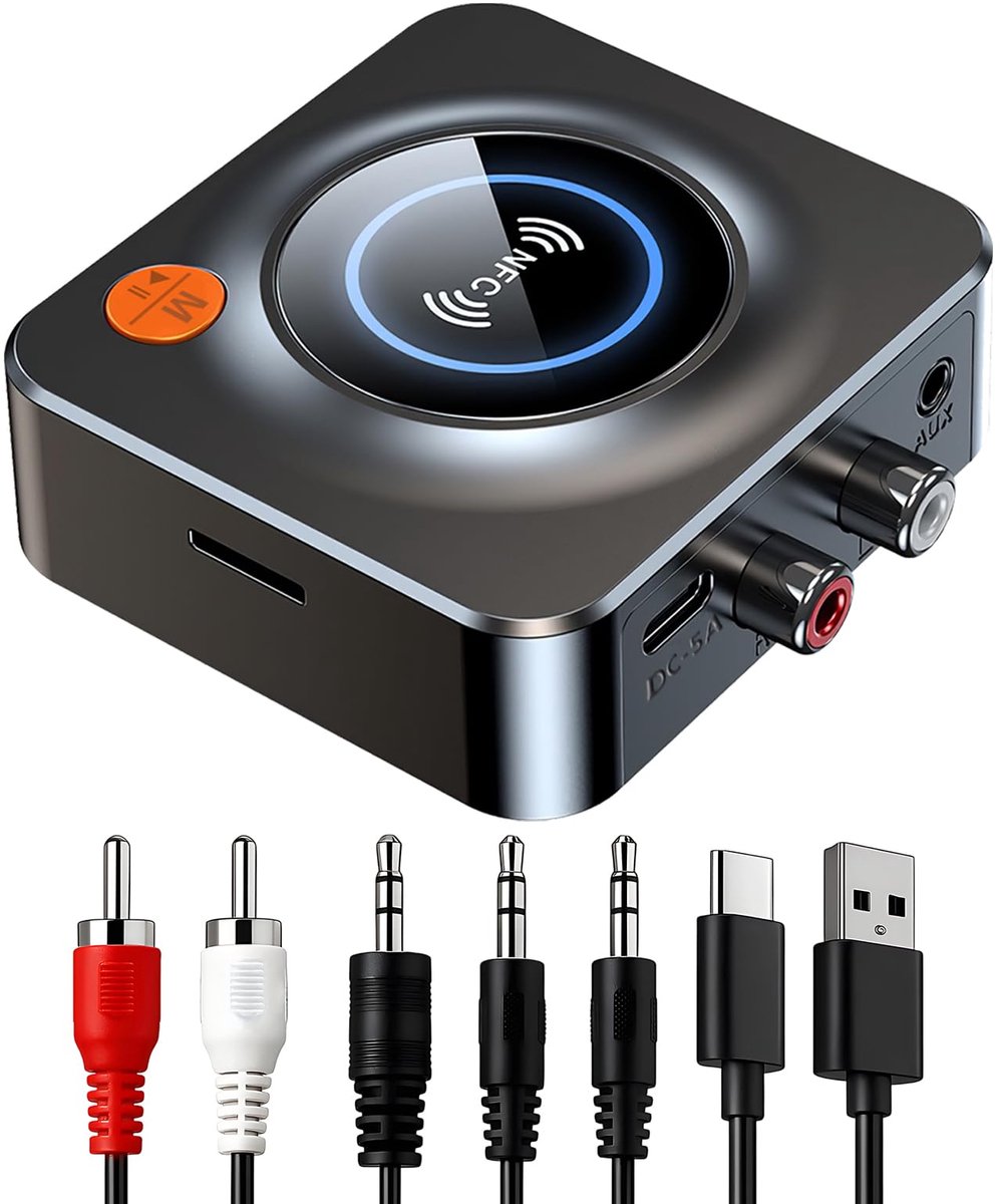 Ynkkvre -Bluetooth 5.1-ontvanger met RCA 3,5 mm AUX-jackadapter, draadloze audio-ontvanger Geschikt voor stereosystemen-Draadloos Muziek Streamen naar Stereo