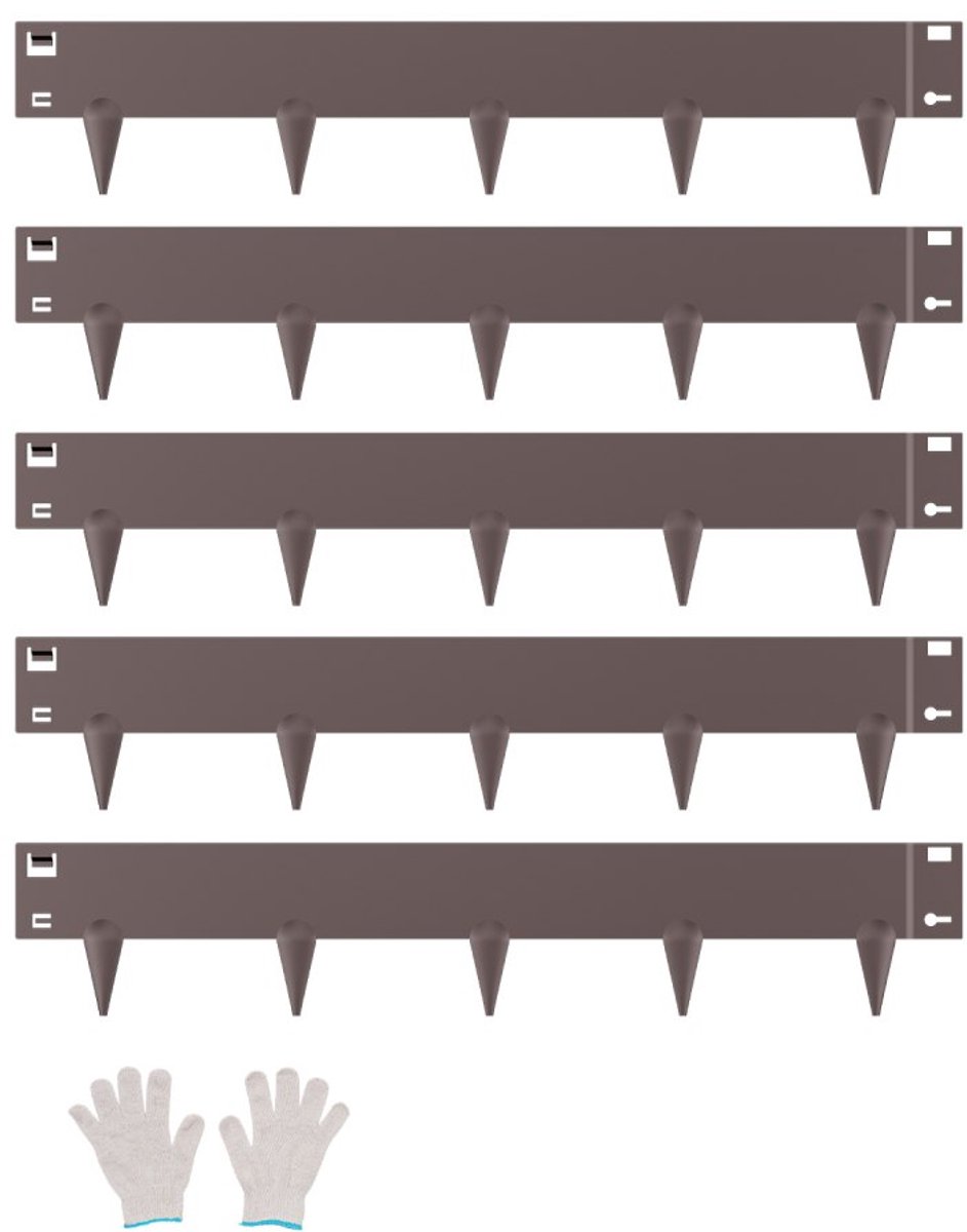 Gazonrand Borderrand - 5-delig - Buigbaar - Eenvoudig te Installeren - Robuust - Per stuk 99 x 18,1 cm - Dikte 1,5 mm - Voor Bloembedden en Tuinpaden - Bruin