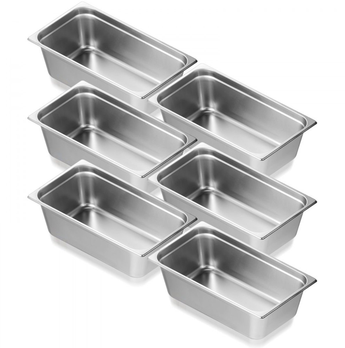 Gastronormbakken - GN 1/1 Hotelpan - Set van 6 - RVS - 530 x 327 x 150 mm - 20,2 L - Voor buffet en warmhouden