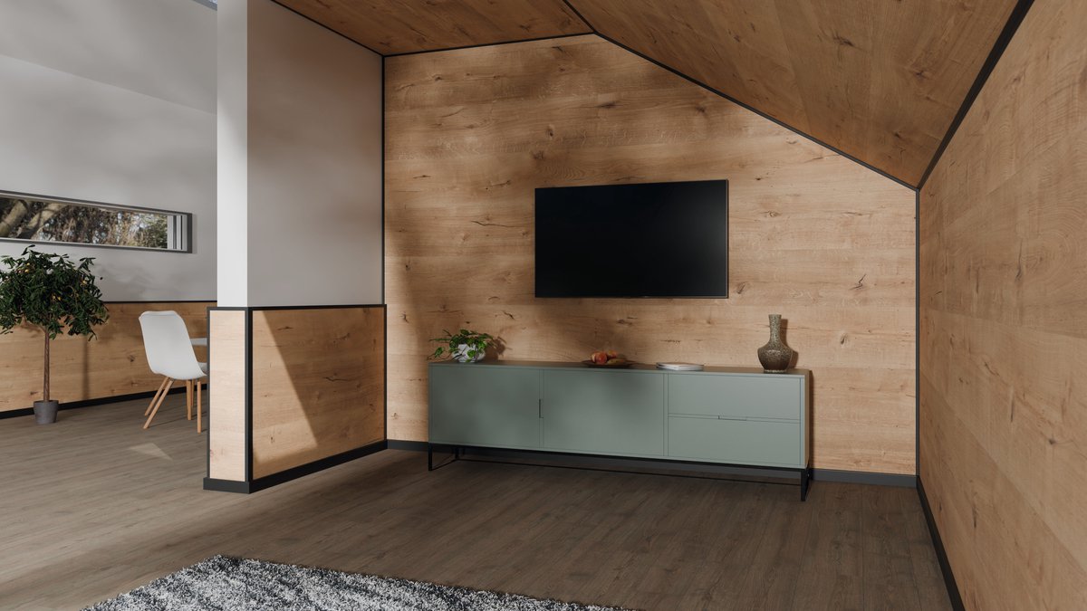 EGGER Decowall Afdekprofiel AL537 zwart 2400 x 6 x 25mm