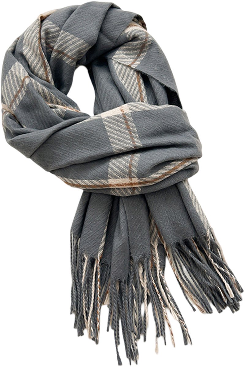 Winter Sjaal Dames - Grijs-Wit Ruit - Dames - Dagelijks, Werk & Buiten - Cadeau