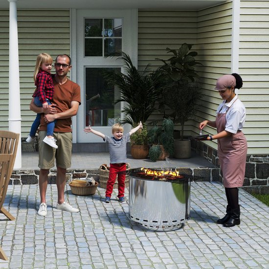 Grote Camping Houtoven φ49cm - 4-6 Uur Brandtijd, Roestvrij Staal, Voor Groepen & Gartenpartys, Met Asopvangbehälter — afbeelding 5