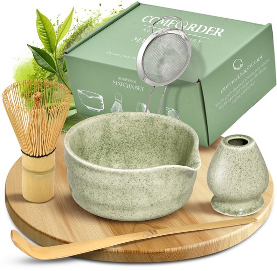 Matcha Set - Starterkit met Whisk Klopper en Kom - Thee Set Groen