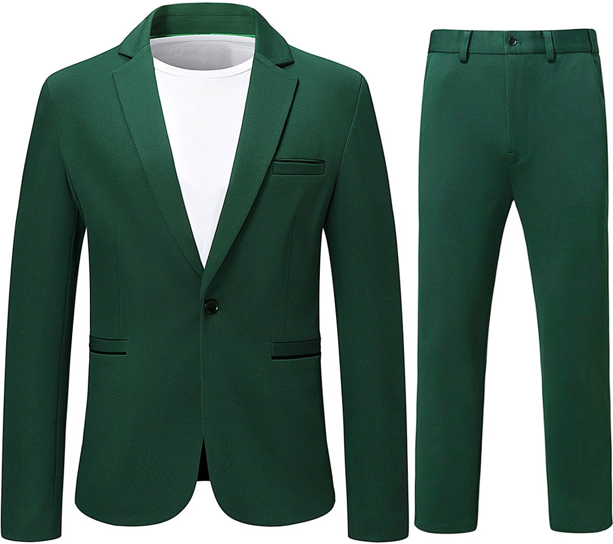 ALLTHEMEN Heren Tweedelig Pak - Aansluitend en Enkele Knoop Pak - 3XL