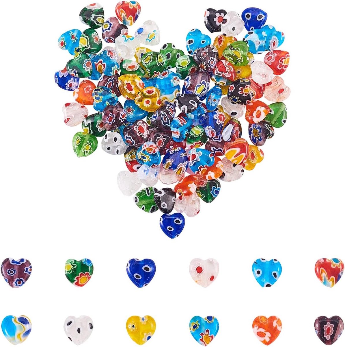 EGoods - Lampwork Millefiori Glas Kralen Set voor DIY Sieraden - 96 Stuks - Armband en Ketting - Handgemaakt Design - Kleurrijke Patronen