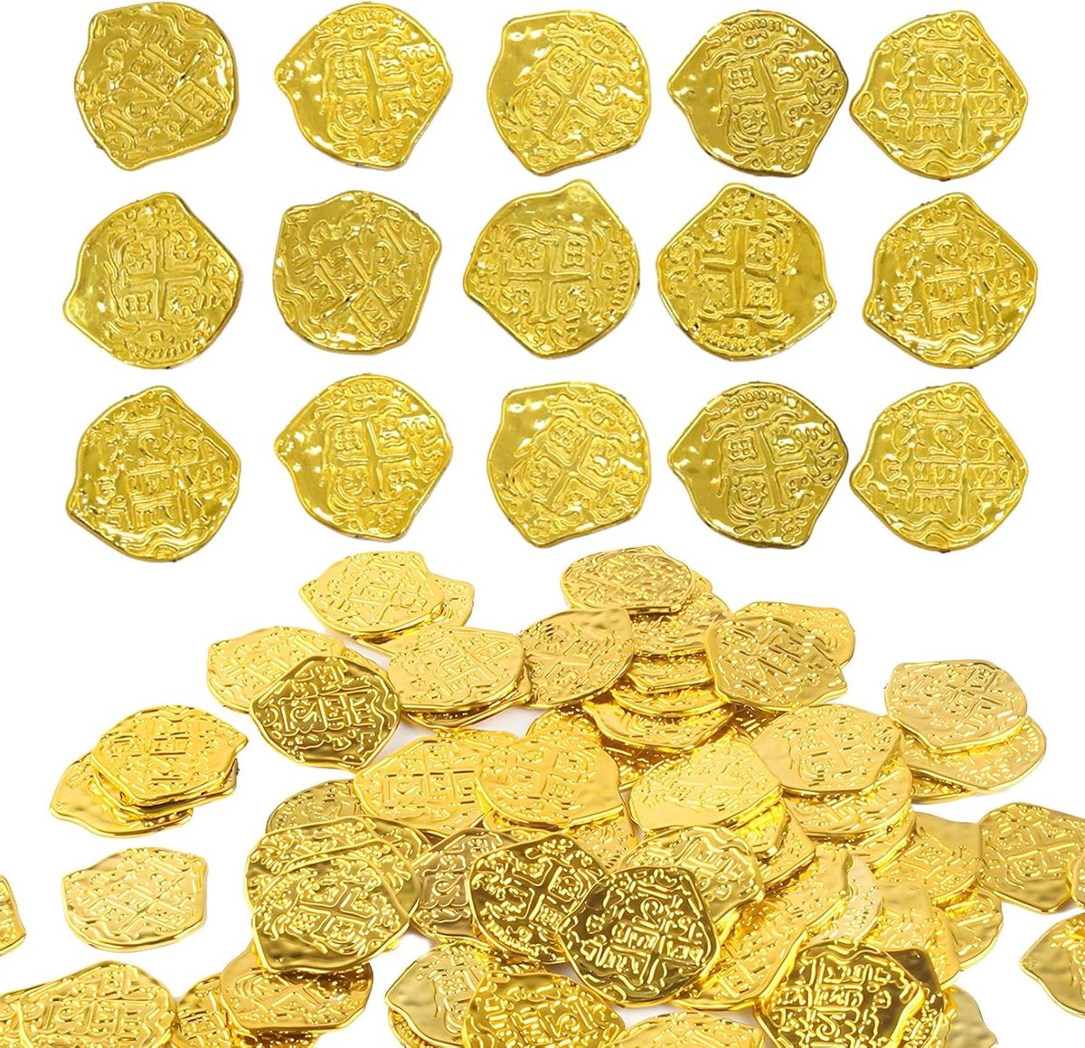EGoods - 100 Stuks Gouden Munten voor Piratenfeest Decoraties en Schattenjacht Evenementen op Kinderverjaardag