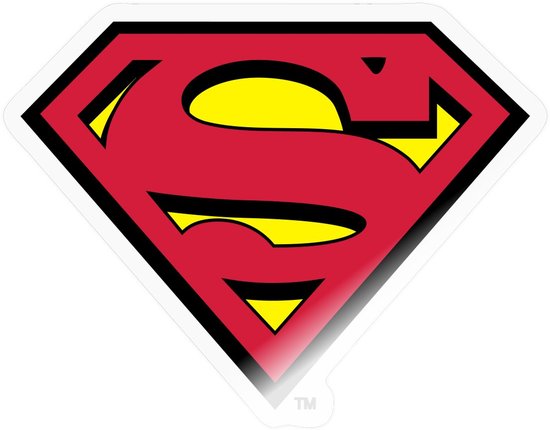 Superman S Schild Origineel Logo Sticker maat S (10 x 10 cm)