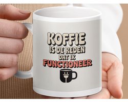 Mok Koffie is de reden dat ik functioneer grappige quote cadeau, koffieliefhebber, koffie verslaafd, grappige mok, cadeau voor haar, hem