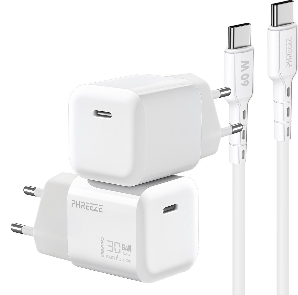 Usb C snellader met usb C kabel 30w - Usb C power adapter - Usb C naar usb C - 1m