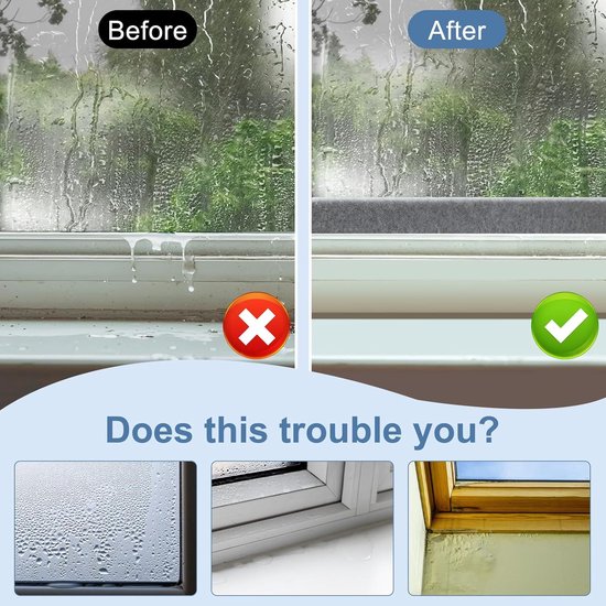 Vochtabsorberende raamstrips, 2 m lang, zelfanti-condensatie-oplossing voor effectieve waterretentie (2 stuks Vochtabsorberende raamstrips, 2 m lang, zelfanti-condensatie-oplossing voor effectieve waterretentie (2 stuks