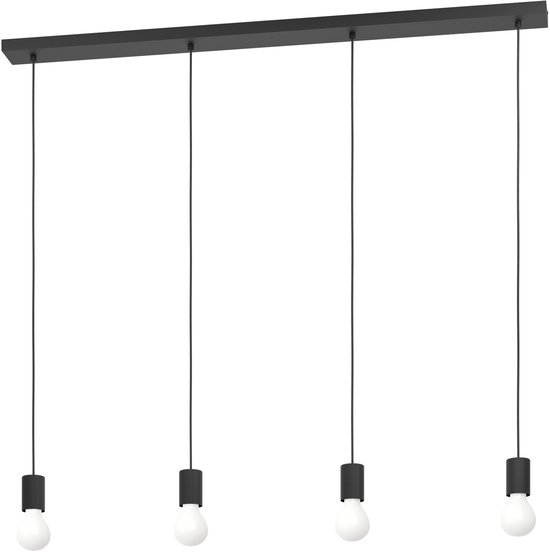 Lampe à suspension EGLO Nogalte - 4 lumières - E27 - 117 cm - Rectangulaire - Zwart