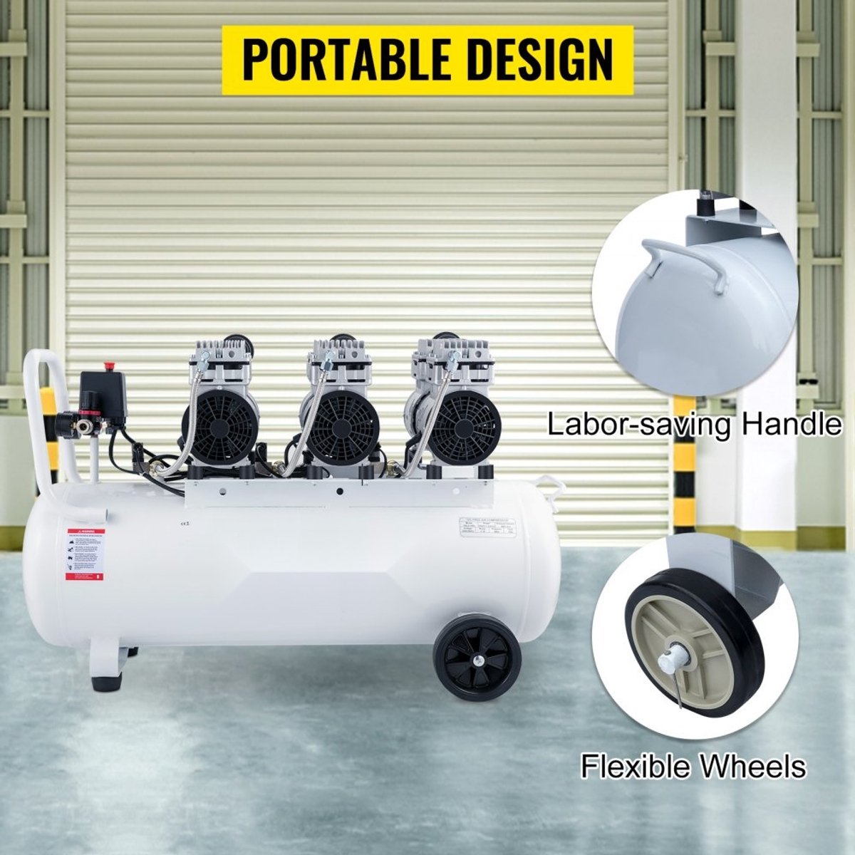 Olievrije Luchtcompressor - Fluisterstil - 100 L Tank - 2 Drukmeters - Voor Schilderen & Huisreparaties - Vloerverwarming Reinigen - Perslucht Toepassingen – foto 2
