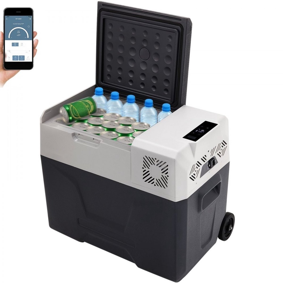 Autokoelkast - Compressor Koelbox 40 liter - Draagbaar en Schokbestendig - Digitaal Bedieningspaneel met Display - Efficiënte Koeling - 57x36,8x48,3 cm - Voor Binnen en Buiten
