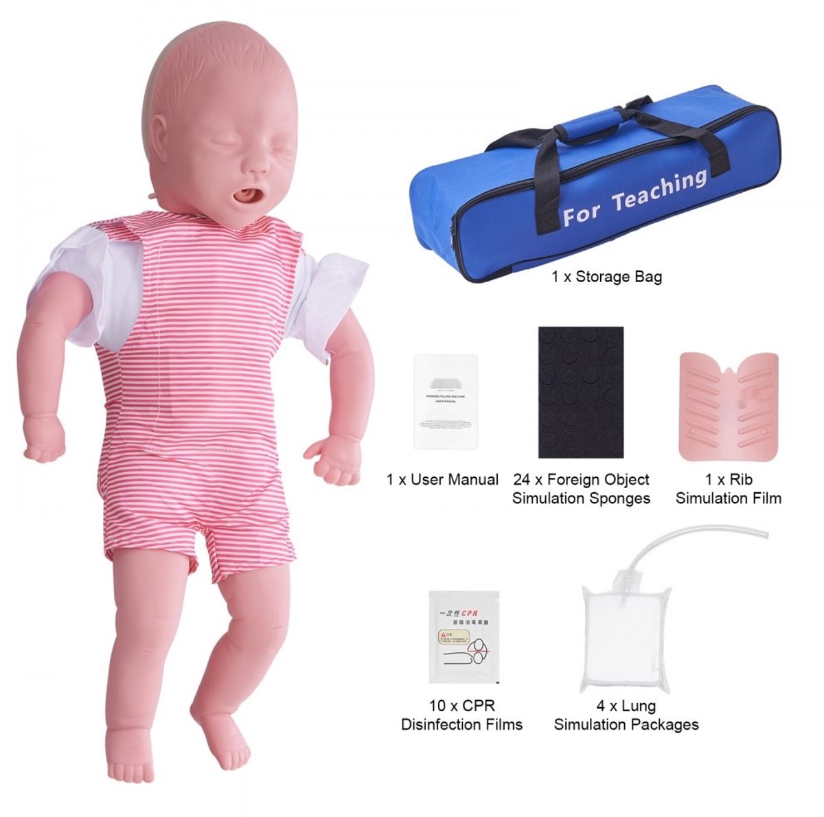 Baby Reanimatiepop - CPR/Heimlich Trainingsmodel - Verstikking & Luchtwegobstructie Training - Professioneel - Voor EHBO & BHV Opleiding