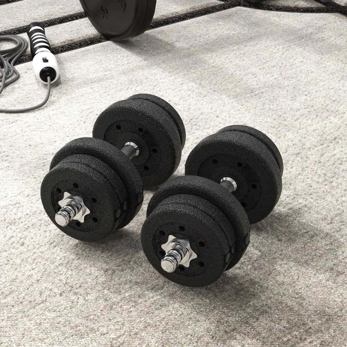 Dumbbells 25 kg - Halter - met 12 Gewichtsschijven - Gewichten Set - Halterset - Krachttraining - Fitness - Gym - Geschikt voor Thuis en Sportschool - Zwart – foto 5