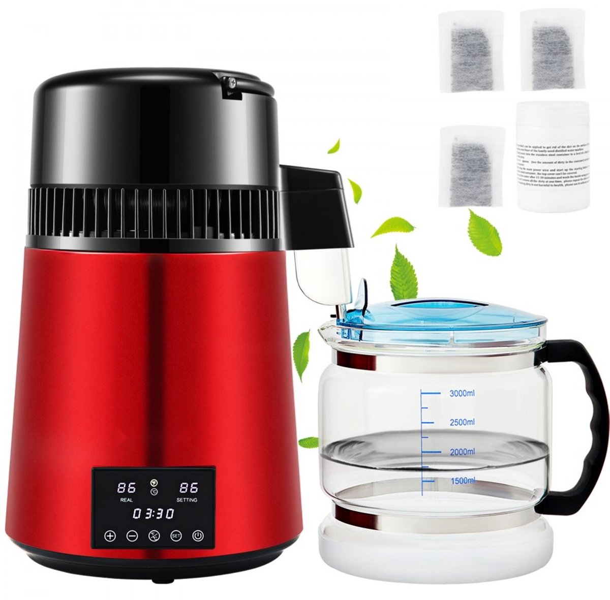 Waterdestilleerapparaat - Aanrecht Waterdistilleerder - 1 L/Uur - 4 L Reservoir - 750 W -