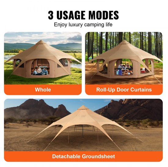 Bell tent / yurttent - Familietent - Ø 5 m x 2,8 m - TC-Polykatoen - IJzeren palen - Oxford grondzeil - 8 personen - Groepstent van Bell — afbeelding 3